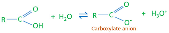 carboxylic acid gives carboxylate anion